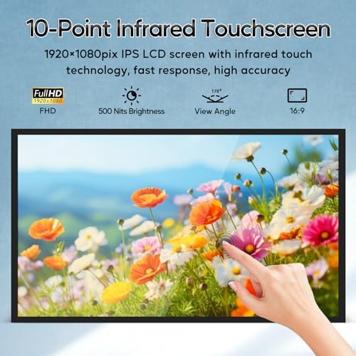 21.5" Android 11 Touchscreen Monitor, FHD 1080P Digital Signage Display, RK3568 4GB RAM & 64GB ROM, Reverse Control Laptop, Wireless Screen Mirroring, Built-in Speakers, USB, HDMI Ports - Image 2