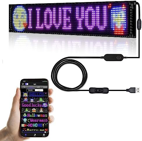 Programmable LED Sign for Business,Flexible Digital Sign,Scrolling LED Sign,Bluetooth APP,DIY Design Animations,Text, Graffiti,Colour (23''x5'') by GOTUS
