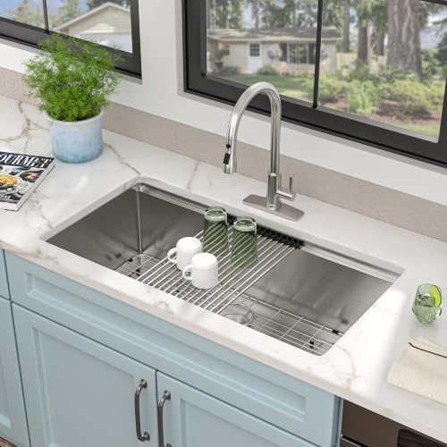 36"x19" Undermount Kitchen Sink Ledge Workstation - Image 4