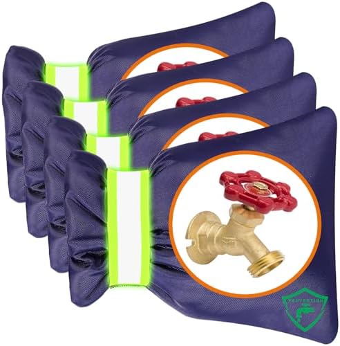 4Pack Outdoor Faucet Covers for Winter, 8.3" H x 6.7" W Outside Hose Bib Covers Protector Spigot Covers Insulated Winter Waterproof Freeze Protection Pipe Covers Socks Protector by HNYTLCO
