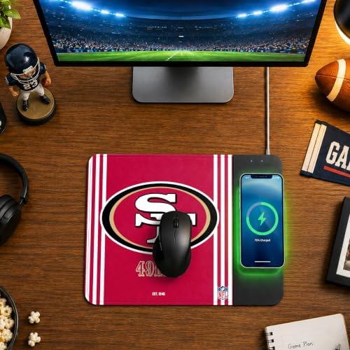 SOAR NFL Official Established Primary Logo Wordmark Home Office Wireless Charging Mouse Pad Mat 11.8" x 8.6" (San Francisco 49ers) - Image 3