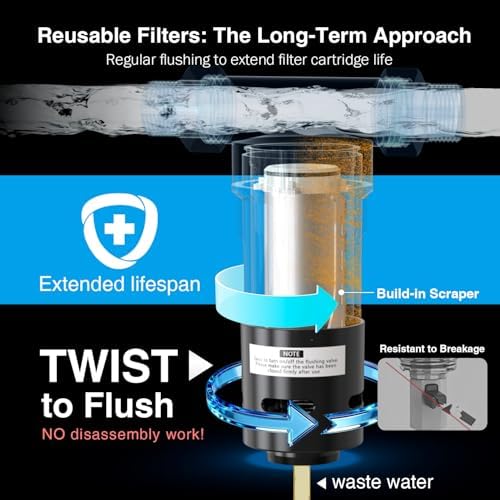 Frizzlife Spin Down Sediment Water Filter, 40/100 Micron,Built-in Scraper - Image 3