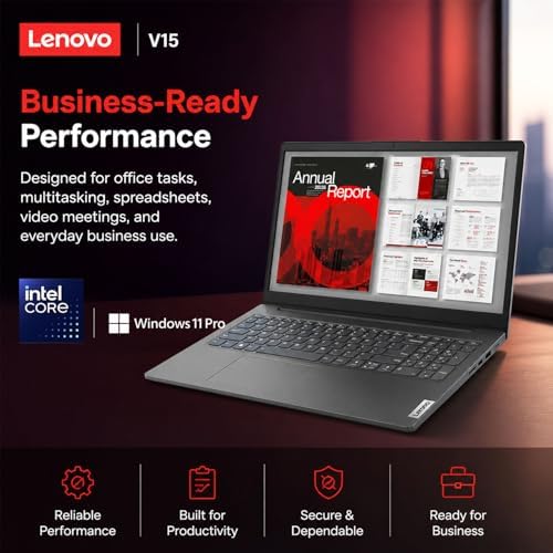 Lenovo New V15 Business Laptop(2026 Premium Edition) with MS 365 for Web, Powerful Intel Quad-Core Processor, 15.6" FHD Anti-Glare Display, WiFi 6, Bluetooth 5.3, Long Battery Life, Windows 11 Pro - Image 2