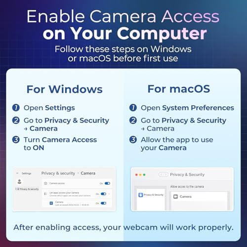 2K Webcam for PC with Microphone & Light & Privacy Cover, Web Camera for Desktop Computer/Laptop/Monitor/Mac, USB Streaming Camera for Zoom/Skype/Teams/Video Calling/Studying and Conference - Image 6