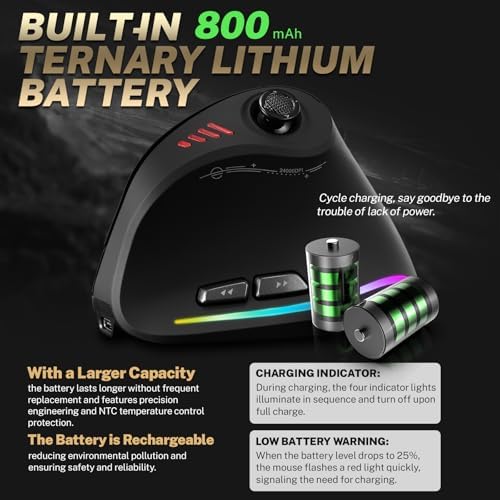 Gaming Mouse with 5 D Rocker, Wireless Vertical Mouse with [24000 DPI] [12 Programmable Buttons], Computer Mouse for Gamer/PC/E-Sports/Laptop (Black) - Image 6
