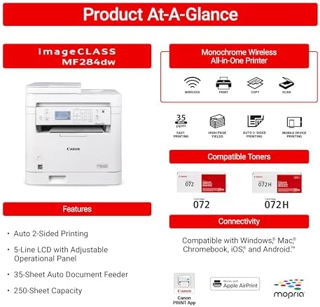 Canon imageCLASS MF284dw Multifunction Wireless Monochrome Laser Printer - Image 3