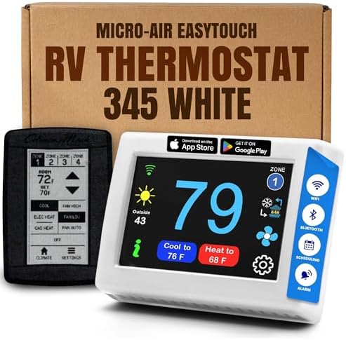 MICRO-AIR EasyTouch Digital RV Thermostat Replacement, 345 White by MicroAir