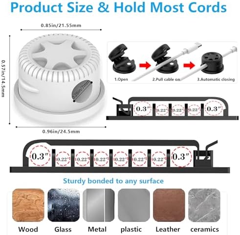 ELII 328Pcs White Cable Management Kit, 8 Magnetic Cable Clips - Image 3