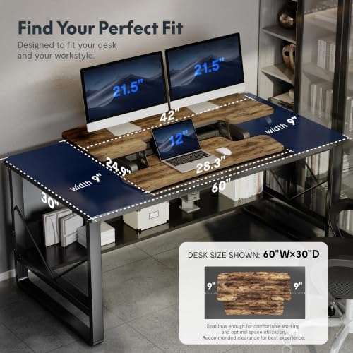 FLEXISPOT Standing Desk Converter 42" Extra Large Desk Riser, Spacious Desktop Riser Sit Stand Computer Workstation with Wide Keyboard Tray, Ergonomic Height Adjustable Stand Up Desk Converter, Rustic Brown - Image 5