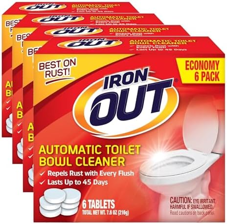 IRON OUT Rust Stain Remover Automatic Toilet Bowl Cleaner, Tablets 6 Count (Pack of 4) by Plink