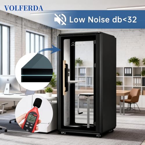 Soundproof Office Pod Booth, Quiet Meeting Pod with Acoustic Panels, Portable Modular Pod, Privacy Booth for Private Phone Calling, Single Person Workspace with Sound Isolation(Black) - Image 3