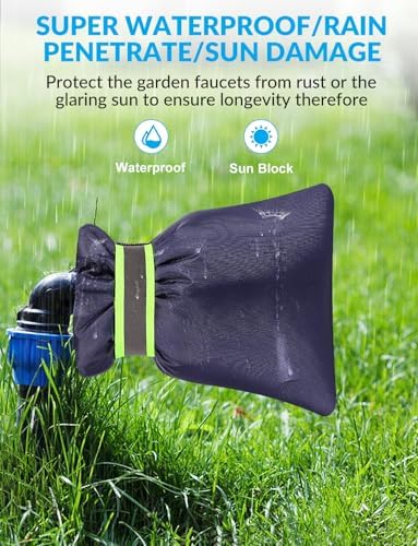 2Pack Outdoor Faucet Covers for Winter, 8.3" H x 6.7" W Outside Hose Bib Covers Protector Spigot Covers Insulated Winter Waterproof Freeze Protection Pipe Covers Socks Protector (Blue-2Pack) - Image 7