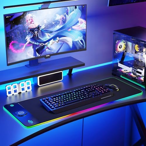GIM RGB Gaming Mouse Pad with 15W Wireless Charging, LED Mouse Pad with 10 Light Modes, Extra Large Mousepad 800x300x4MM, Non-Slip Rubber Base Computer Keyboard Mat for Gaming, Desk - Image 2
