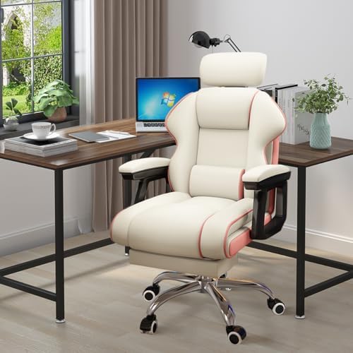 Executive Computer Chair Home Office Desk Chair,Adjustable Angle, Ergonomic Adjustable Height PU Leather Chairs with Cushions Armrest for Long Time Seating-High Office Chair with Footrest - Image 2