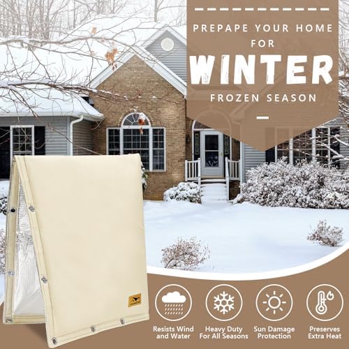 Backflow Preventer Insulation Cover - 2 Way Opening Pipe Insulation Cover for Irrigation Valve, Sprinkler Cover for Outside - Winter Freeze Protection Backflow Cover - 24" W x 24" H, Beige - Image 7