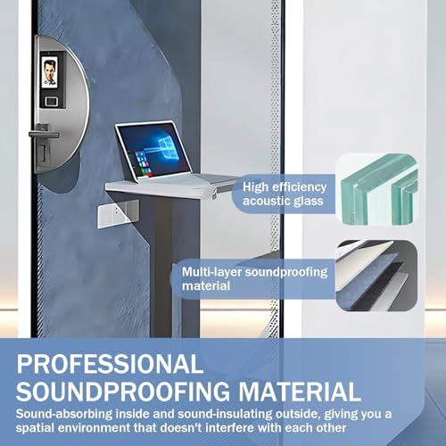 Outdoor Office Pod Booth with Audio Privacy - Portable Soundproof Boooth with White Exquisite Design,Sound Room with Light,Ventilation,Socket for Study,Singing Room,Telephone Booth (40.15") - Image 4