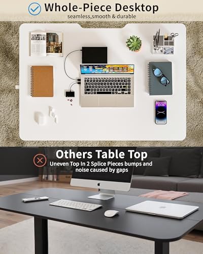 Okin Small Electric Standing Desk, 36" x 24" Whole Piece Height Adjustable Desk, White Sit to Stand Computer Workstation with Wheels for Home Office - Image 4