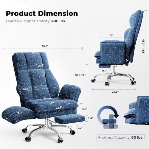 Big and Tall Office Chair, Flip Armrests for Pets & Cross Legged Sitting - Image 2