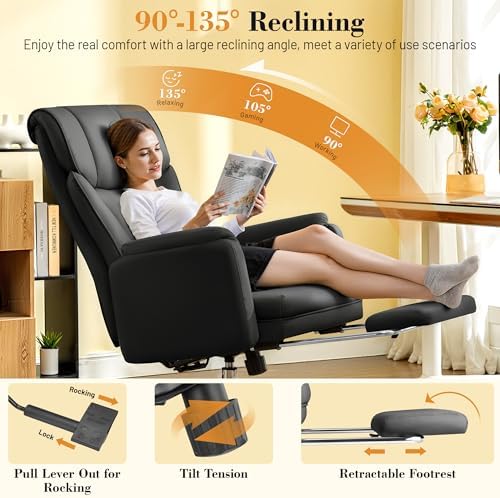 FelixKing Office Chair, Flip Armrests for Pets Criss Cross Legged, Black - Image 5