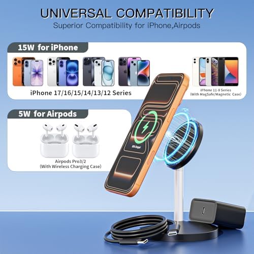 Magnetic Wireless Charger i Phone Stand 15W Fast Mag-Safe Charging Station - Image 7