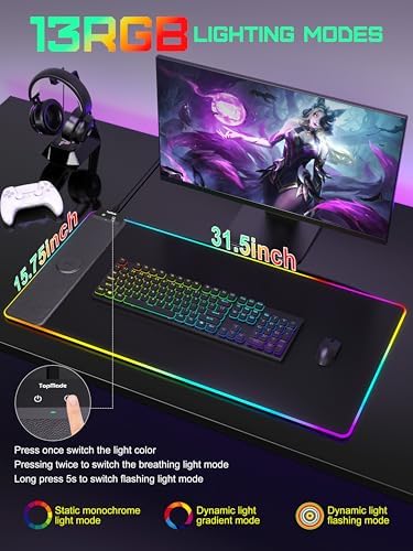 Mouse Pad with Wireless Charging, 31.5" x 15.75" XXL Large Desk Mat - Image 3