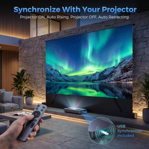 120" ALR Motorized Floor Rising Projector Screen for UST, White - Image 5
