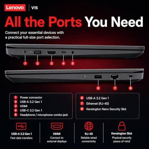 Lenovo New V15 Business Laptop(2026 Premium Edition) with MS365 for Web, Powerful Intel Quad-Core Processor, 15.6" FHD Anti-Glare Display, WiFi 6, Bluetooth 5.3, Long Battery Life, Windows 11 Pro - Image 6