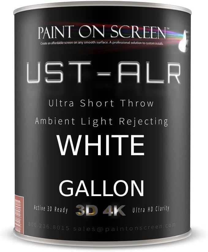 Projector Screen Paint with Ambient Light Rejection | UST Projector Screen Paint For Picture Perfect 1080 HD and 4K UHD Clarity in High Ambient Light Spaces | Matte White, 1 Gallon by Paint+on+Screen