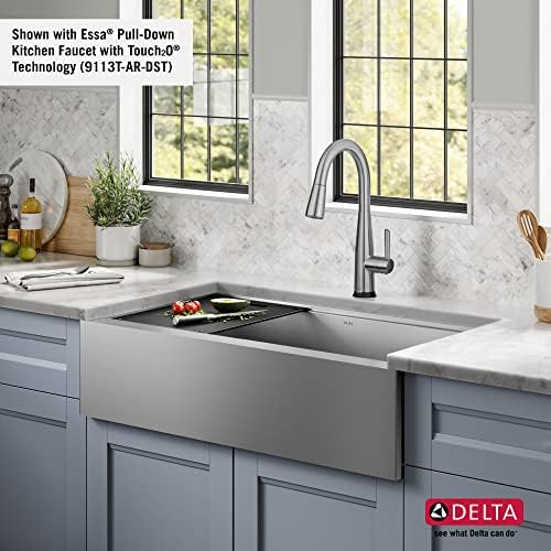 DELTA FAUCET Rivet 36-inch Workstation Farmhouse Apron Front Kitchen Sink Undermount 16 Gauge Stainless Steel Single Bowl with WorkFlow Ledge and Kit of 5 Accessories, 95C9031-36S-SS - Image 4