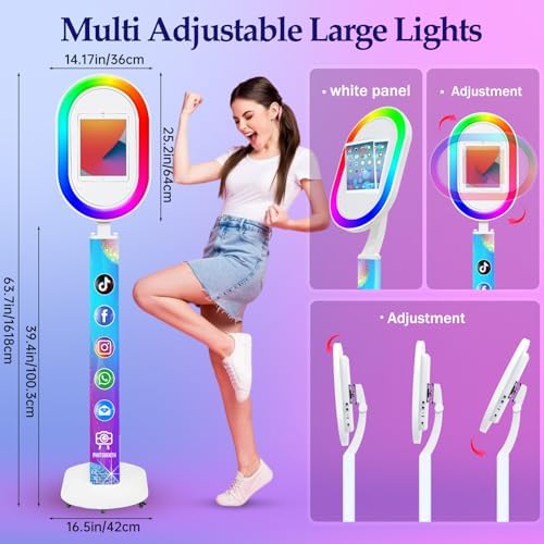 Portable Photo Booth for iPad 10.2" 10.5" 10.9" 11" 12.9" 13" Photobooth Machine Metal Shell Selfie Station RGB Ring Light Custom Logo for Parties Wedding Rental - Image 6
