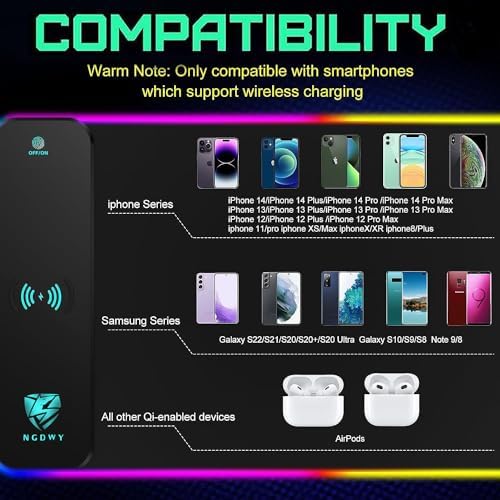 Wireless Charging RGB Gaming Mouse Pad 15W -800x300x4MM-Fast Charging, Ultra-Smooth Surface, Non-Slip Base, 13 Light Modes - Ultimate RGB Mouse Pad for Gamers - Large Mouse Pad Gaming Mat - Image 6