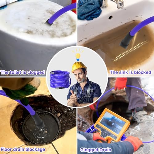 NIFUAL 100FT Sewer Jetter Kit for Pressure Washer, 5800PSI Drain Cleaner Hose 1/4 Inch NPT Corner, Rotating and Button Hose Sewer Jetting Nozzle Waterproof Tape Pearl Corsage Pin Spanner Glove - Image 5