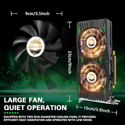 SURALLOW RX 580 Graphics Card 8GB 2048SP, GDDR5, 256 Bit, Pc Gaming Video Card, 3*DP, HDMI, PCI Express 3.0 with Freeze Fan Stop for Desktop Computer GPU for Gaming PC - Image 4