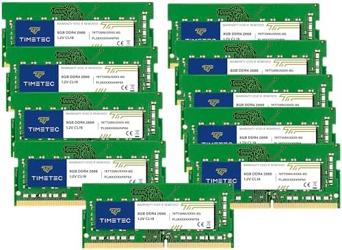 Timetec 80GB KIT (10x8GB) DDR4 2666MHz (PC4-2666V) PC4-21300 SODIMM Laptop RAM – 260-Pin 1.2V CL19 Non-ECC Unbuffered Memory Module for Laptop, Notebook, Mini PC, All-in-One by Timetec