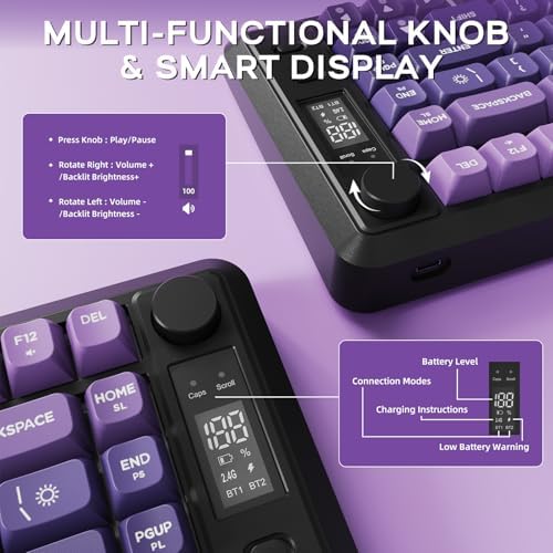 Free wolf M75 Wireless Gaming Keyboard Mechanical Feel Membrane - Purple - Image 4