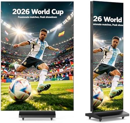 MWE P1.86 Tri-Fold LED Poster Screen with Flight Case, 90" Dual-Sided LED Digital Signage Display with Publishing System, Foldable Advertising Display Kiosk Video Wall for Events, WiFi/USB/HDMI by QIXZOCV