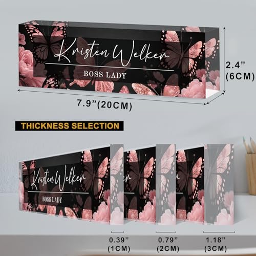 Personalized Name Plate for Desk Custom Desk Name Plate Acrylic Office Desk Accessories Decor for Women Teacher Nurse Boss Employee Appreciation Gifts for Mother Name Plates Butterfly Design - Image 4