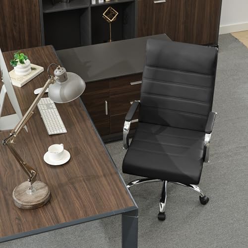 Office Desk Chair,Modern Leather Conference Room Chairs,High Back Ergonomic Home ofiice Chair,Adjustable Height Swivel Executive Computer Chair with Armrest and Padded Seat,Black - Image 4