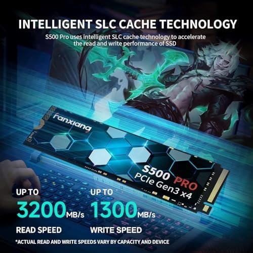 fanxiang S500 Pro 512GB NVMe SSD M.2 PCIe Gen3x4 2280 Internal Solid State Drive, SLC Cache 3D NAND TLC, Up to 3200MB/s, Compatible with Laptop and PC Desktops(Black) - Image 2