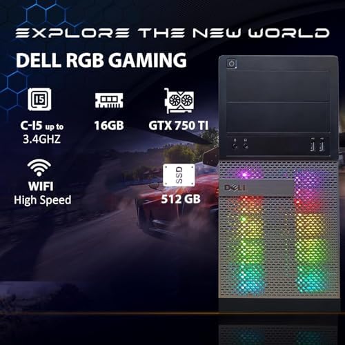 Dell RGB Gaming OptiPlex Desktop PC Computer, Intel Core i5, GeForce GTX 750 Ti 4G, 16GB RAM, 512GB SSD, RGB Keyboard & Mouse, WiFi, Windows 11 Pro (Renewed) - Image 3