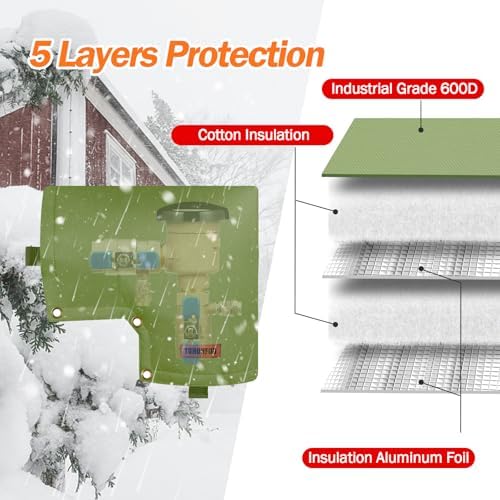 Backflow Preventer Insulation Cover for Vacuum Breaker, 13"W x 12"H, Green - Image 3