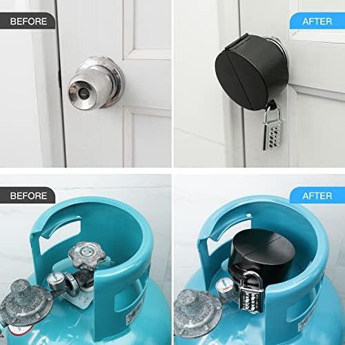 Water Spigot Lock with Combination Padlock, Outdoor Faucet Lock Cover, Fits 1-1/2 to 3-1/2 Inch Valve Handles to Prevent Water Theft for Outdoor, Garden, and Commercial Use (Black) - Image 3