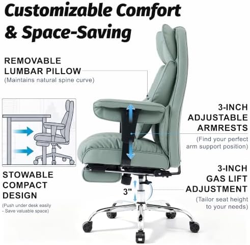 Efomao Executive Office Chair 400lbs,Green Big and Tall Desk Chair - Image 7