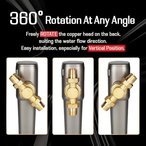 Automatic Spin Down Sediment Filters 40 Micron, Touch-Screen Auto Flushing and Drainage, 360°Rotatable Head, Reusable Whole House Water Filter, 1" MNPT + 3/4" FNPT, Gray - Image 3