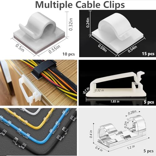 ELII 328Pcs White Cable Management Kit, 8 Magnetic Cable Clips - Image 4