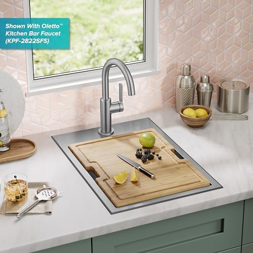 KRAUS Kore 15x22-Inch Drop In/Top Mount Workstation 16 Gauge Single Bowl Stainless Steel Bar Kitchen Sink with Accessories, Kitchen Sinks - Image 3