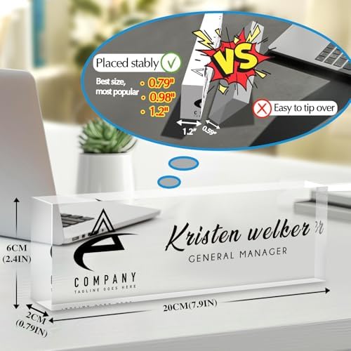 Custom Office Name Plate for Desk - Desk Name Plate Personalized Gifts for Coworkers, Boss, Employees, Teacher, Nurse - Office Desk Decor for Women Men - Employee Appreciation Gifts (Logo) - Image 3