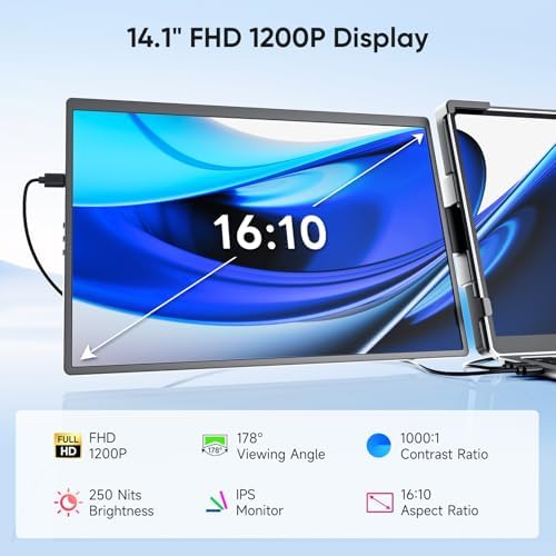 14" FHD 1200P IPS Laptop Screen Extender Fits 14"-17.3" Laptops - Image 3