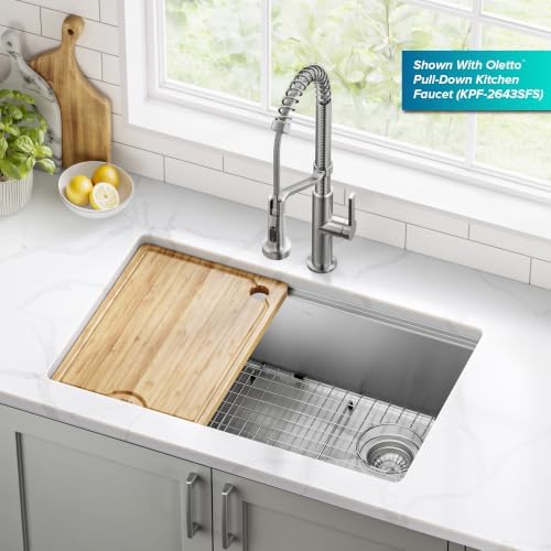 KRAUS Fairlane 30 in Undermount Workstation Single Bowl 18-Gauge Stainless Steel Kitchen Sink with Accessories, KWU610-30 - Image 2