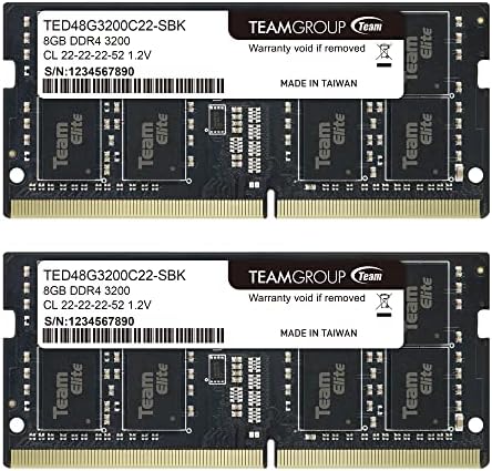 TEAMGROUP Elite DDR4 16GB Kit (2 x 8GB) 3200MHz PC4-25600 CL22 (2933MHz or 2666MHz) Unbuffered Non-ECC 1.2V SODIMM 260-Pin Laptop Notebook PC Computer Memory Module Ram Upgrade - TED416G3200C22DC-S01 by TEAMGROUP